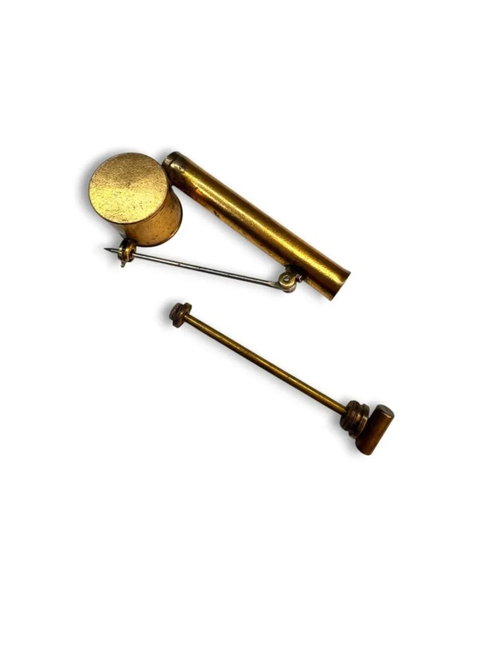 Vintage 1940s Brass Perfume Atomizer Brooch Mechanical Novelty